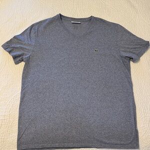 Lacoste Men's Heather Gray V-Neck Tee